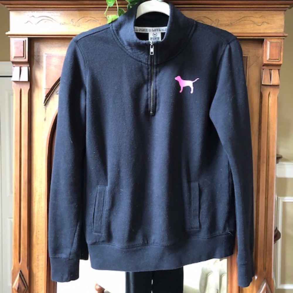 Pink/Victoria's Secret black half zip jacket. XS.